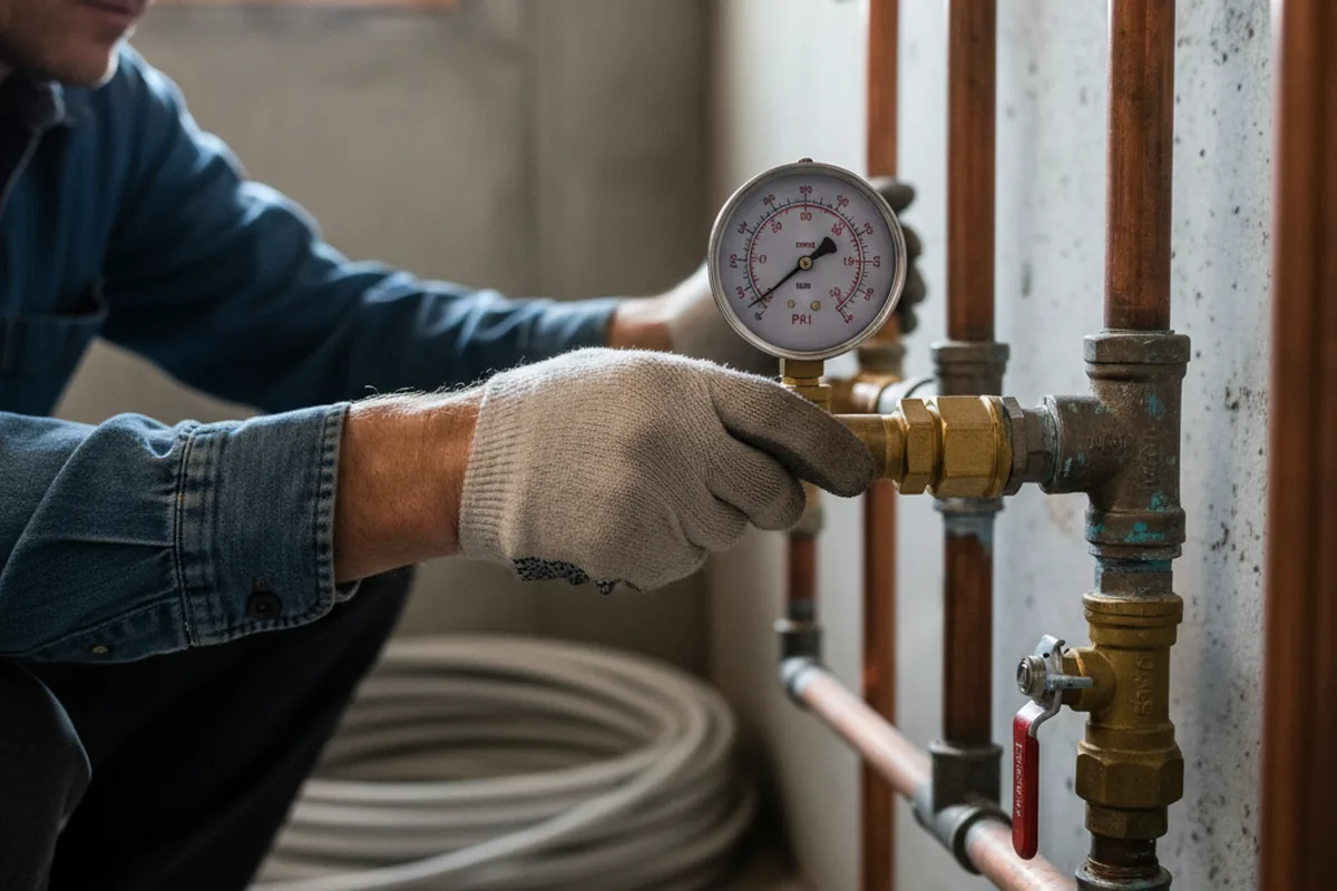 Pressure testing a repaired line during Water Line Repair in Brice